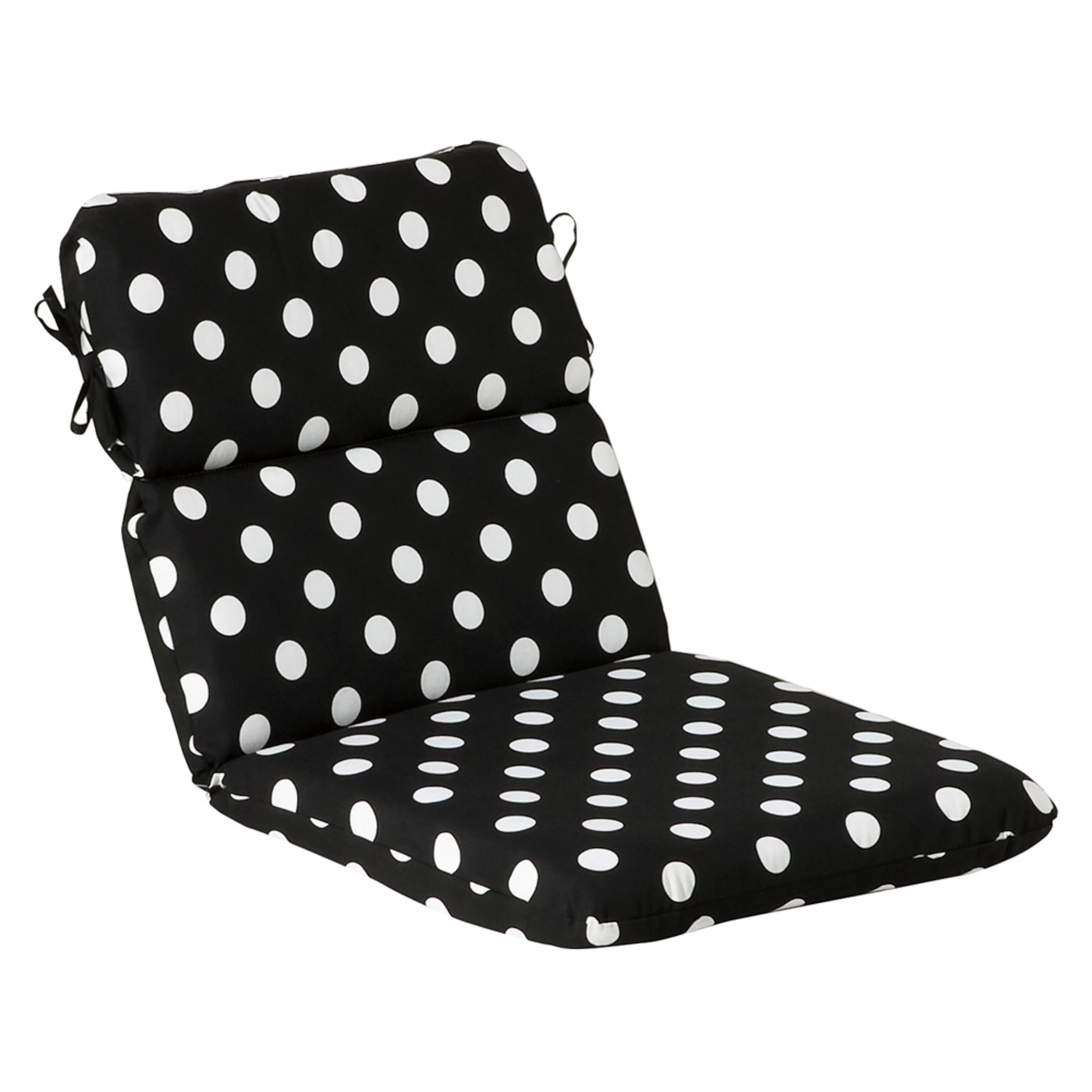 Polka Dot Black Rounded Corners Chair Cushion