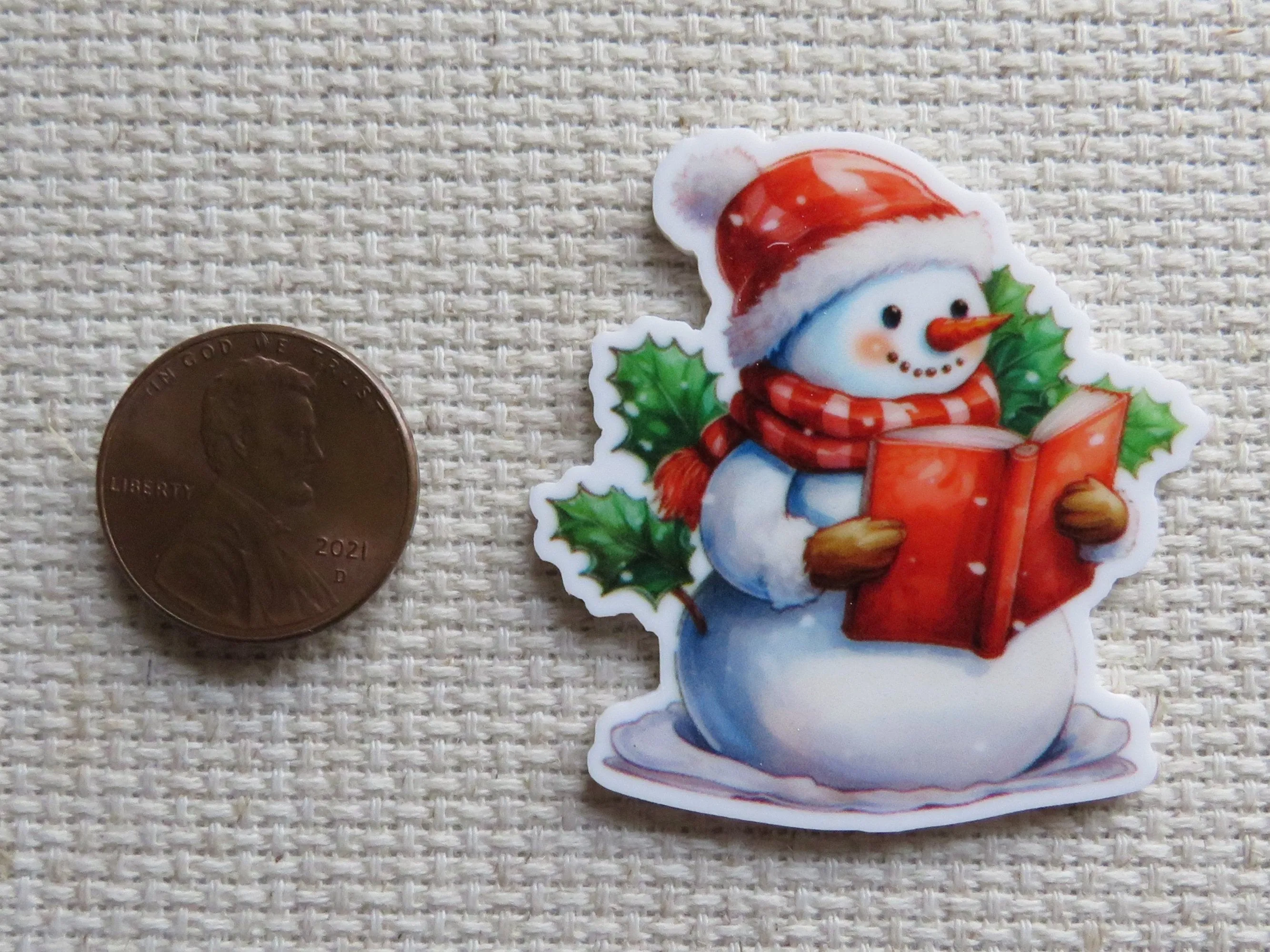 Reading Snowman Needle Minder, Cover Minder, Magnet