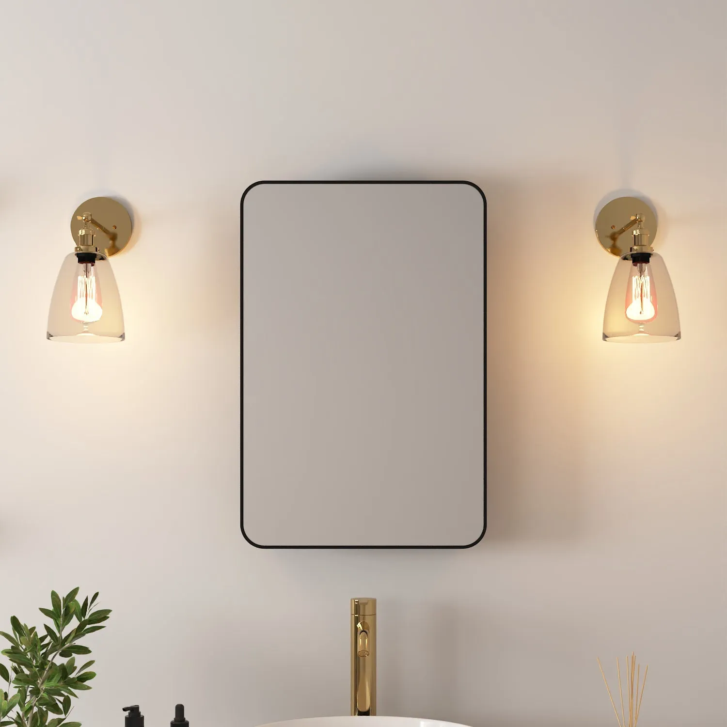 Rectangular Bathroom Medicine Cabinet, Adjustable Shelves With Mirror