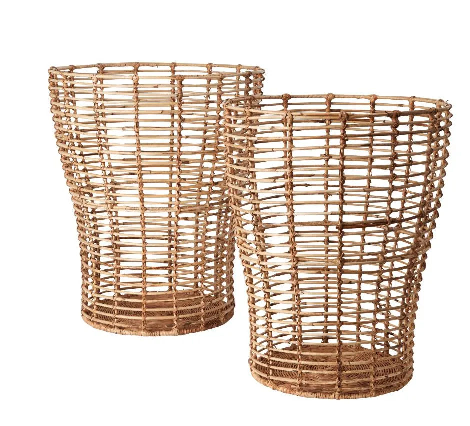 Set of Two Large Rattan Baskets