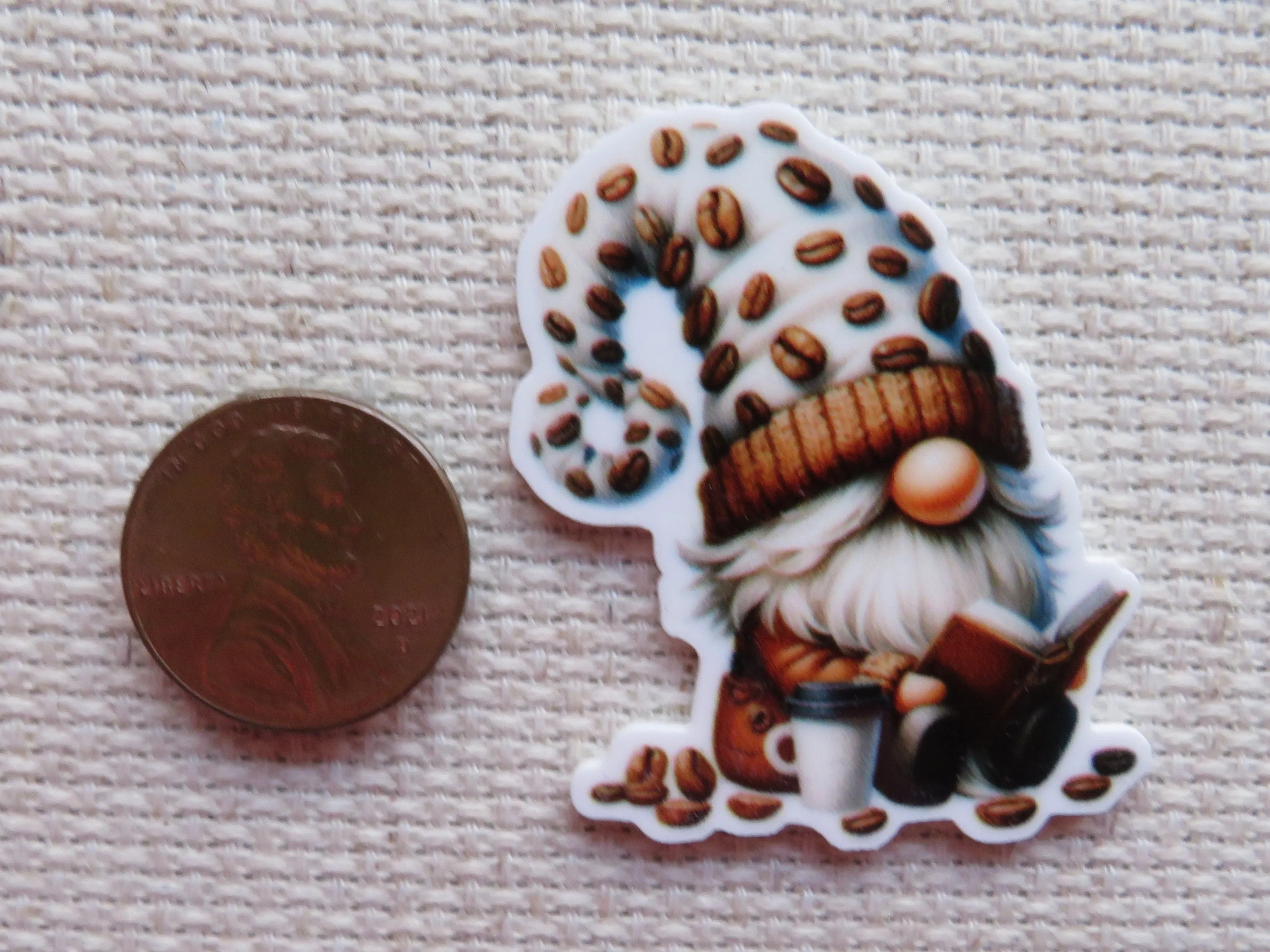 Side View of Reading Coffee Gnome Needle Minder, Cover Minder, Magnet