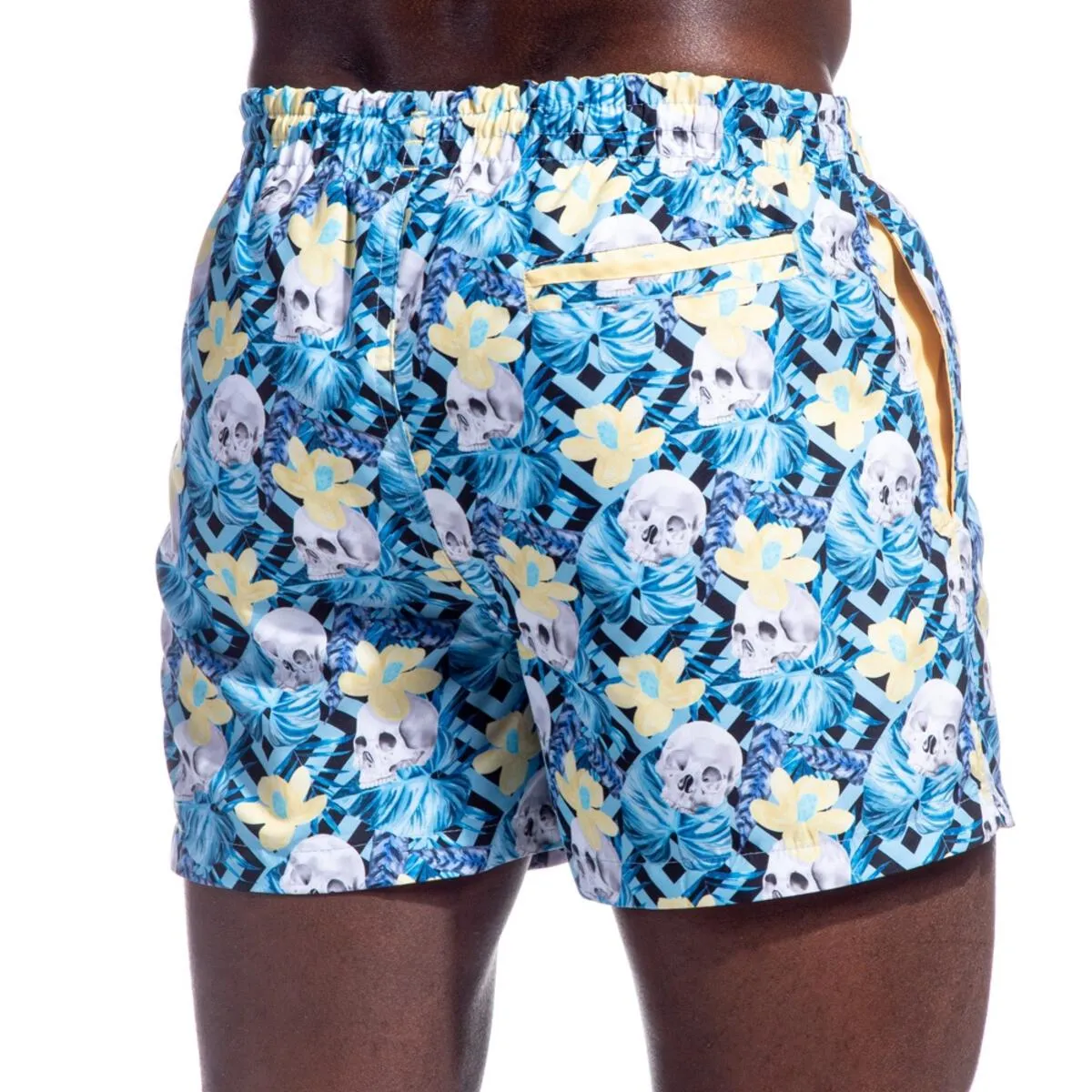 Skulls and Flowers Swim Trunks by EightX