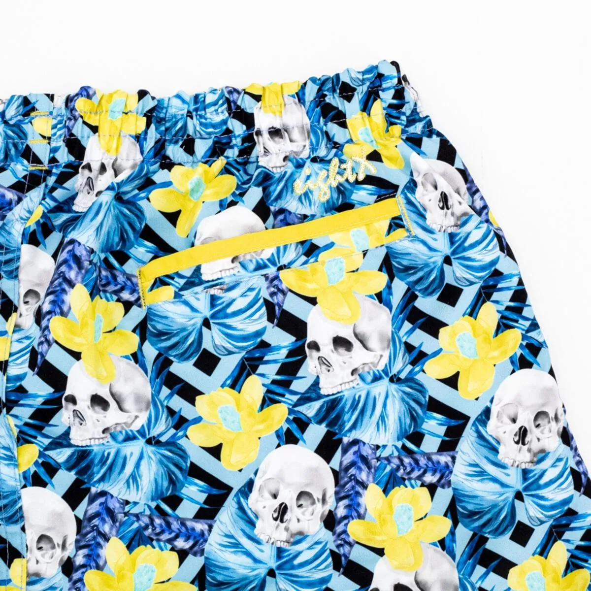 Skulls and Flowers Swim Trunks by EightX