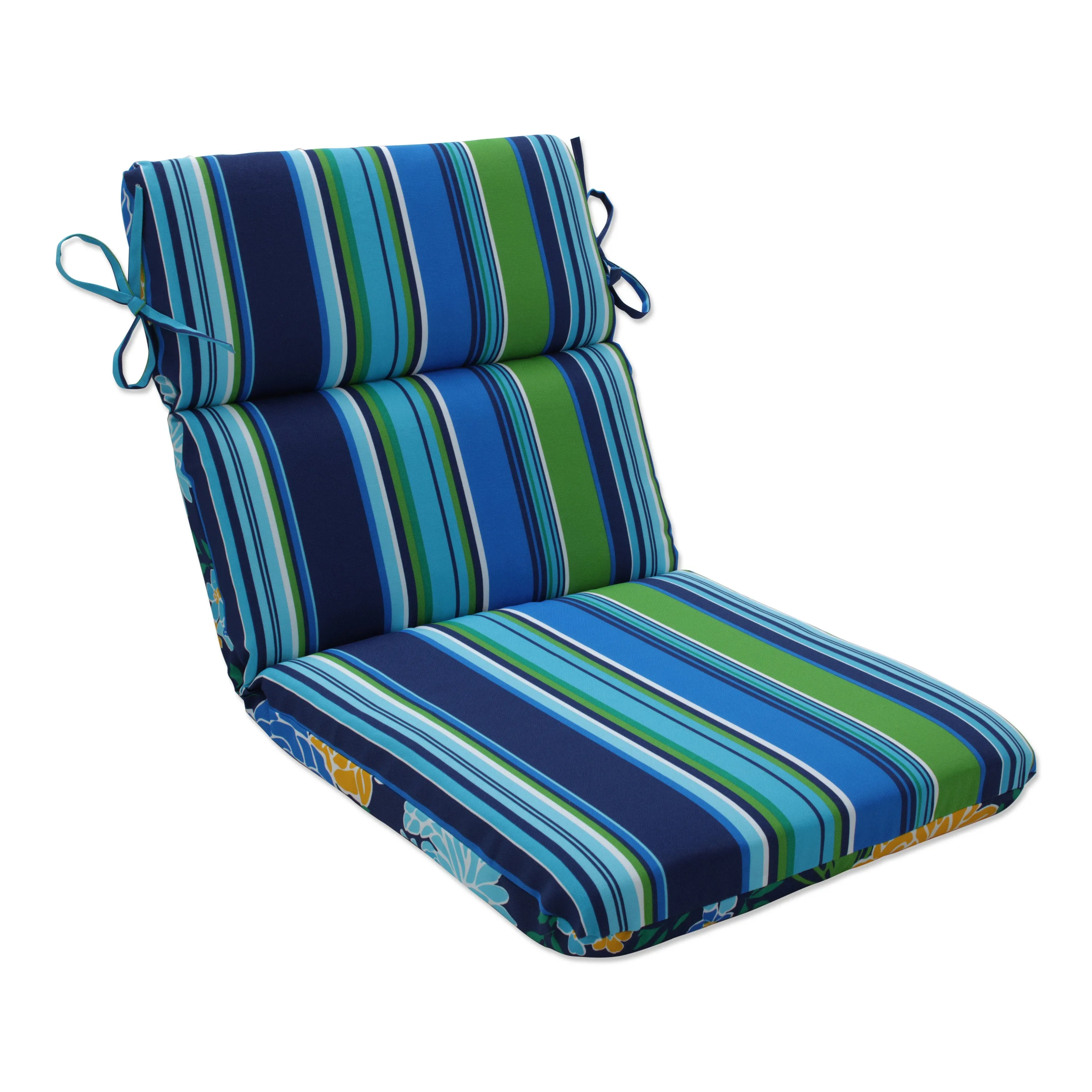 Spring Bling Blue\Sea Island Stripe Blue Blue Rounded Corners Chair Cushion