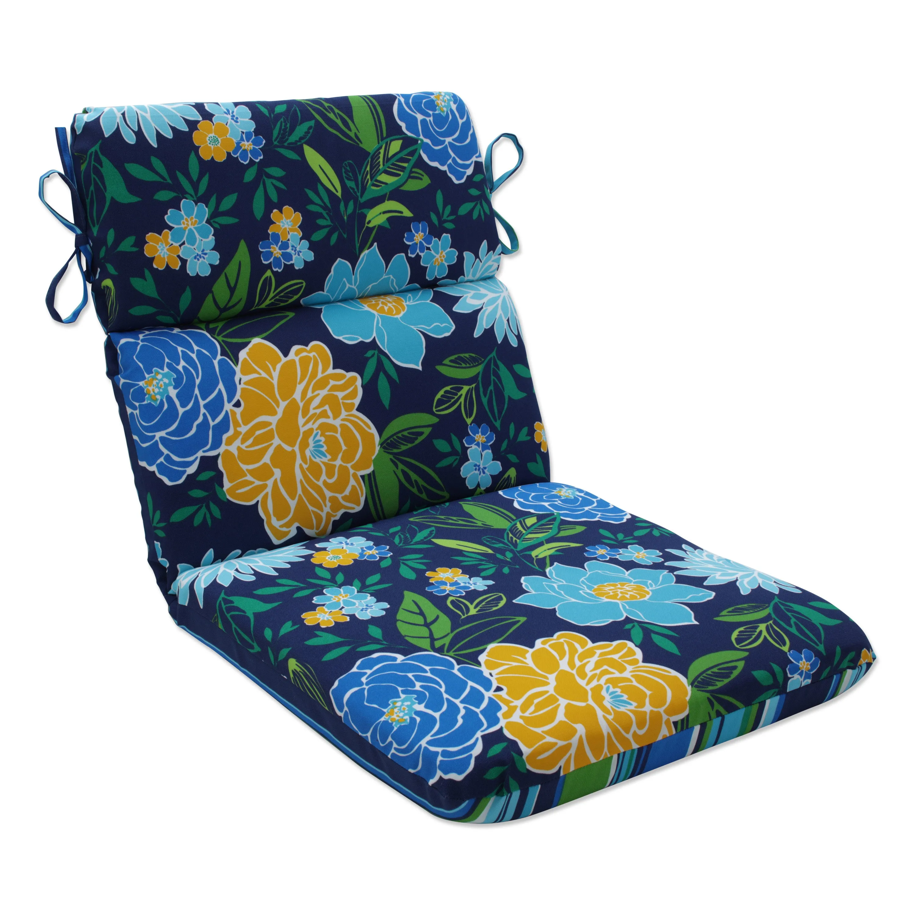 Spring Bling Blue\Sea Island Stripe Blue Blue Rounded Corners Chair Cushion