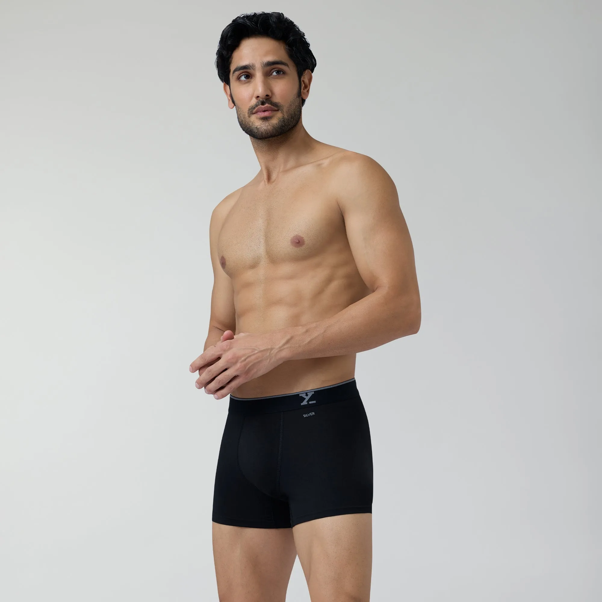 Traq Silver Cotton Trunks Black Knight