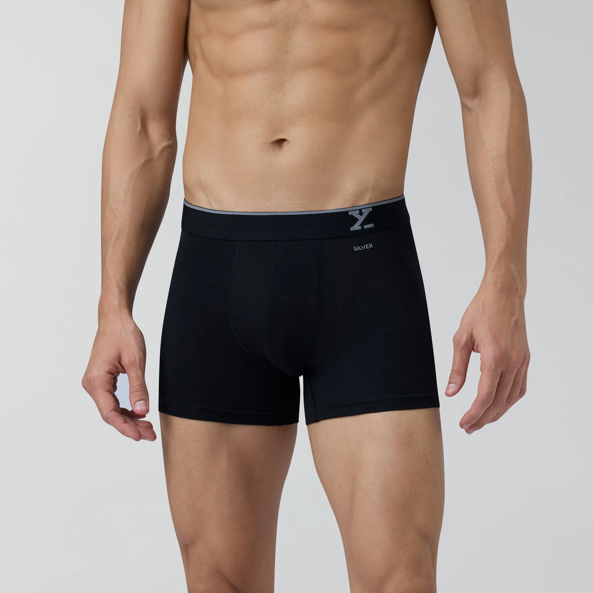 Traq Silver Cotton Trunks Black Knight