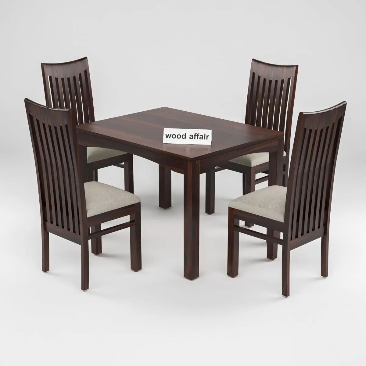 VINAYAK ART PLACE Solid Sheesham Wood Dining Table 4 Seater | Four Seater Dinning Table with 4 Cushioned Chairs for Home | Dining Room Sets for Restaurants | Rosewood, Walnut Finish-D50