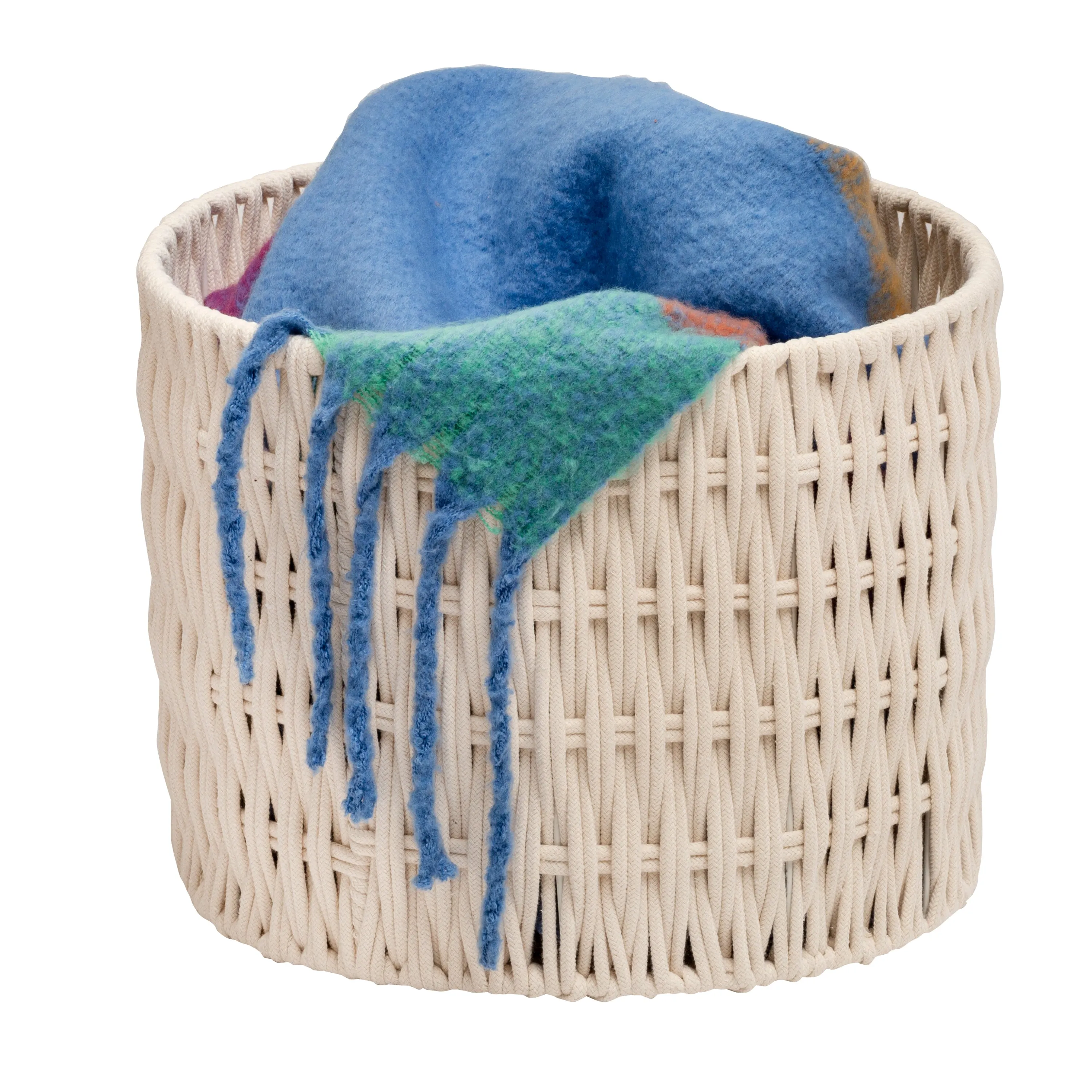 White Cotton Rope Round Nesting Baskets (Set of 3)