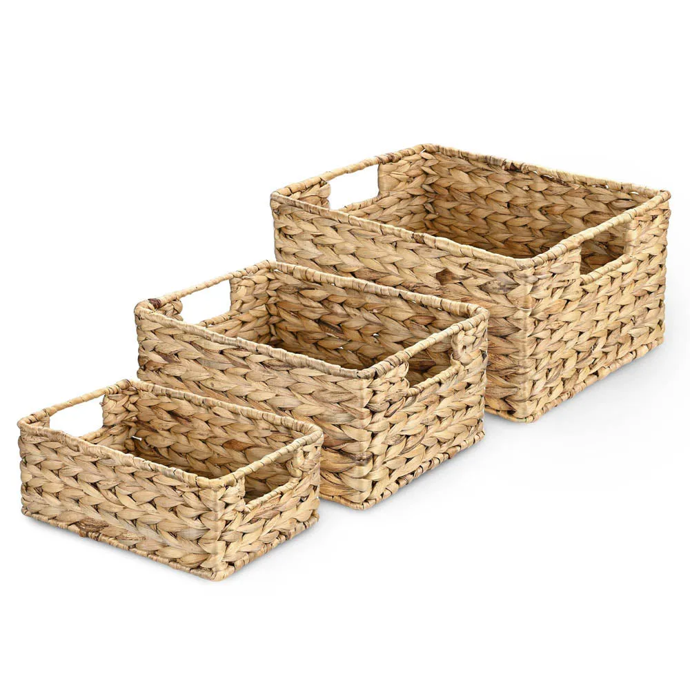 Wicker Fruit Food Storage Baskets with Handle Set(3)